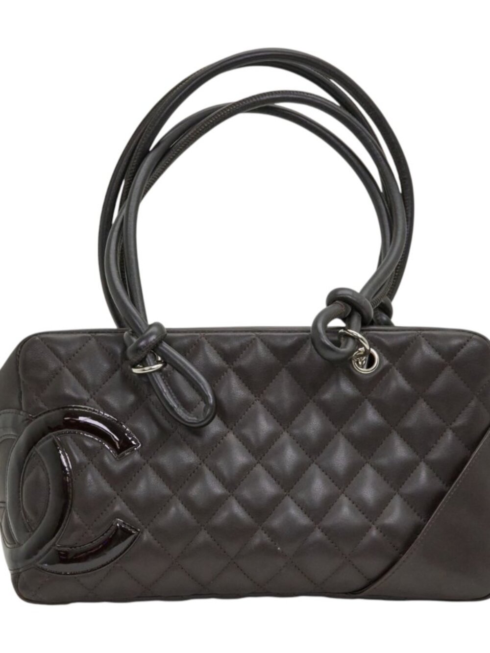 Chanel Black Lambskin Quilted Cambon Bowler Bag Silver Hardware